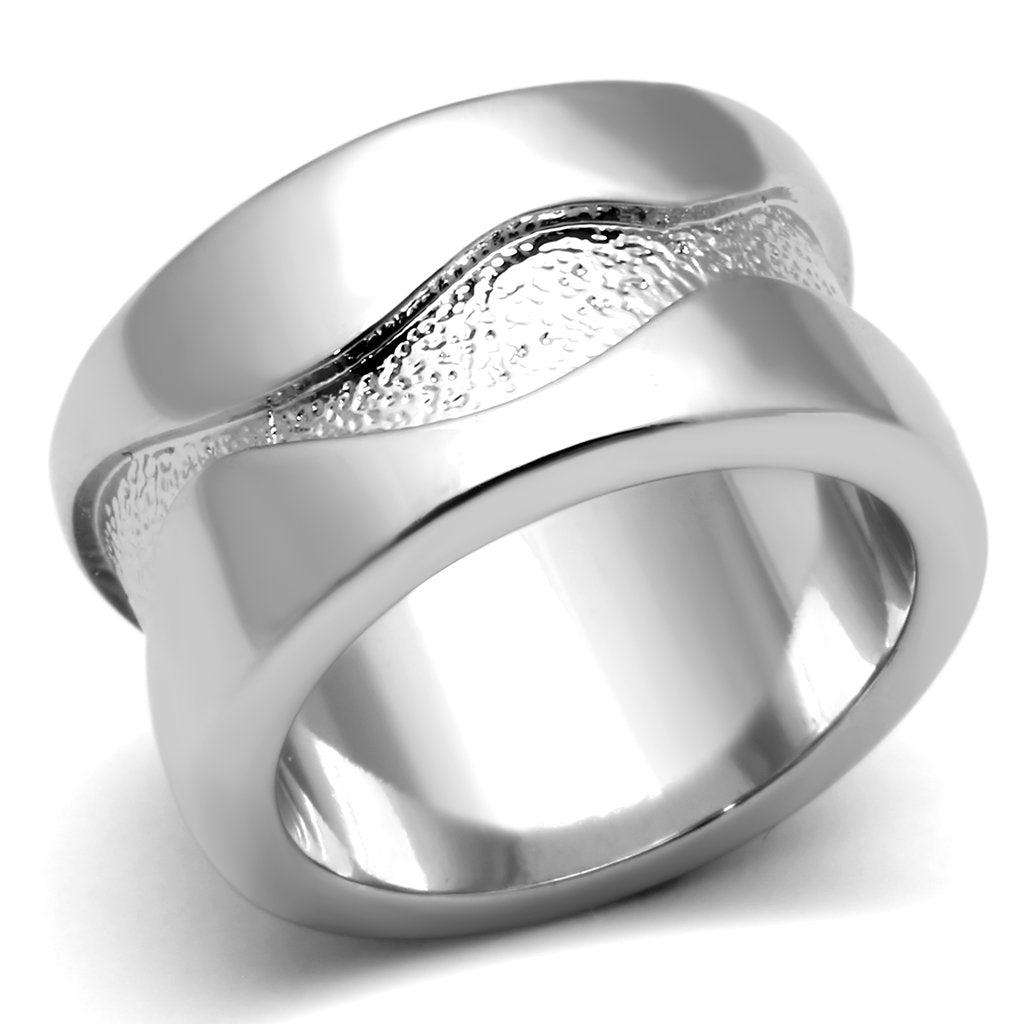 JCEA853 Rhodium Brass Ring with No Stone