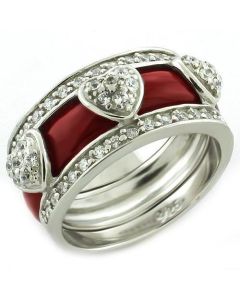 JCEAS1012 Rhodium 925 Sterling Silver Ring with AAA Grade CZ  in Clear