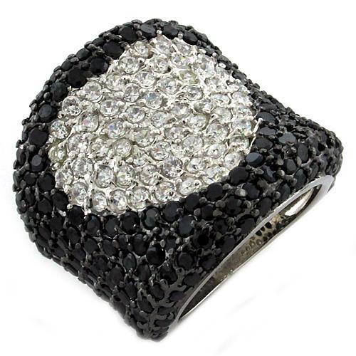 JCEAS1036 Rhodium 925 Sterling Silver Ring with AAA Grade CZ  in Multi Color