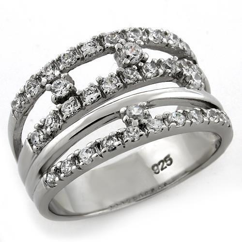 JCEAS1093 Rhodium 925 Sterling Silver Ring with AAA Grade CZ  in Clear