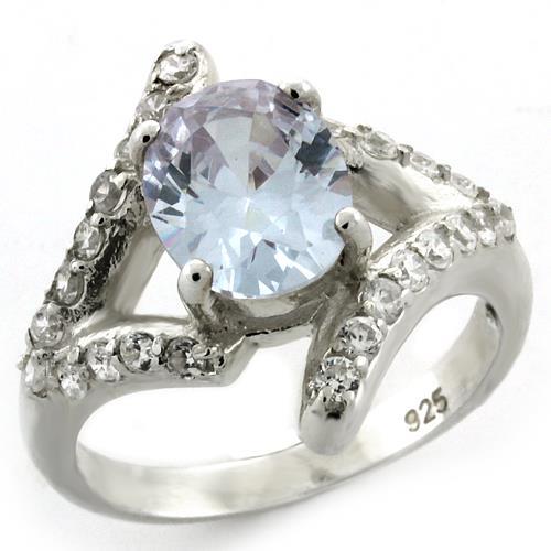 JCEAS1135 High-Polished 925 Sterling Silver Ring with AAA Grade CZ  in Light Amethyst