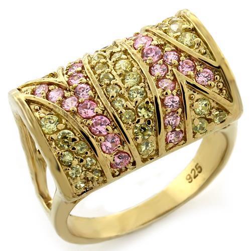 JCEAS1139 Gold 925 Sterling Silver Ring with AAA Grade CZ  in Multi Color