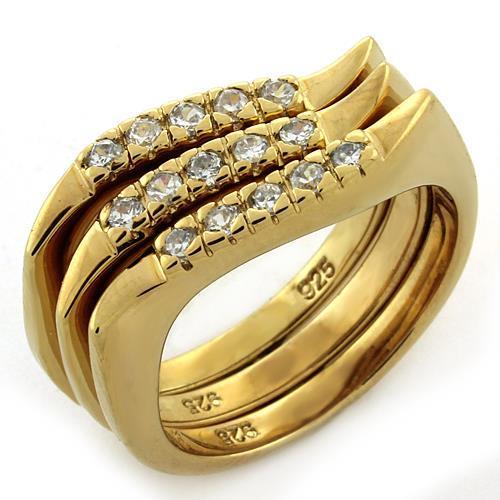 JCEAS1150 Gold 925 Sterling Silver Ring with AAA Grade CZ  in Clear