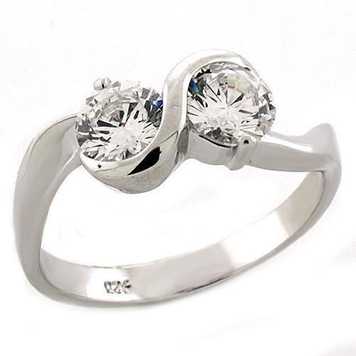 JCEAS1210 Rhodium 925 Sterling Silver Ring with AAA Grade CZ  in Clear