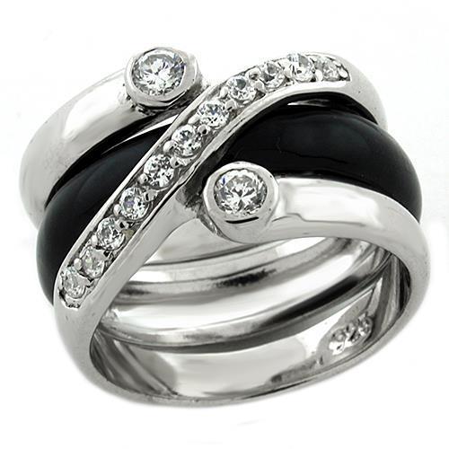 JCEAS1218 Rhodium 925 Sterling Silver Ring with AAA Grade CZ  in Clear