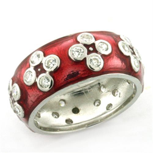 JCEAS728 Rhodium 925 Sterling Silver Ring with Epoxy  in Rose