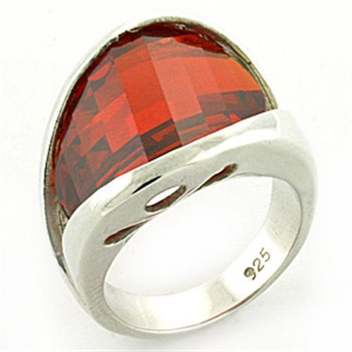 JCEAS773 Rhodium 925 Sterling Silver Ring with AAA Grade CZ  in Orange