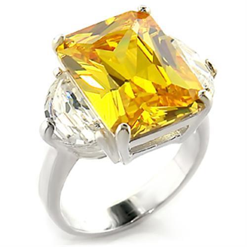 JCEAS828 High-Polished 925 Sterling Silver Ring with AAA Grade CZ  in Citrine