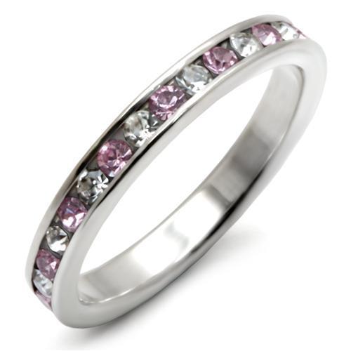 JCEAS911 High-Polished 925 Sterling Silver Ring with Top Grade Crystal  in Light Amethyst