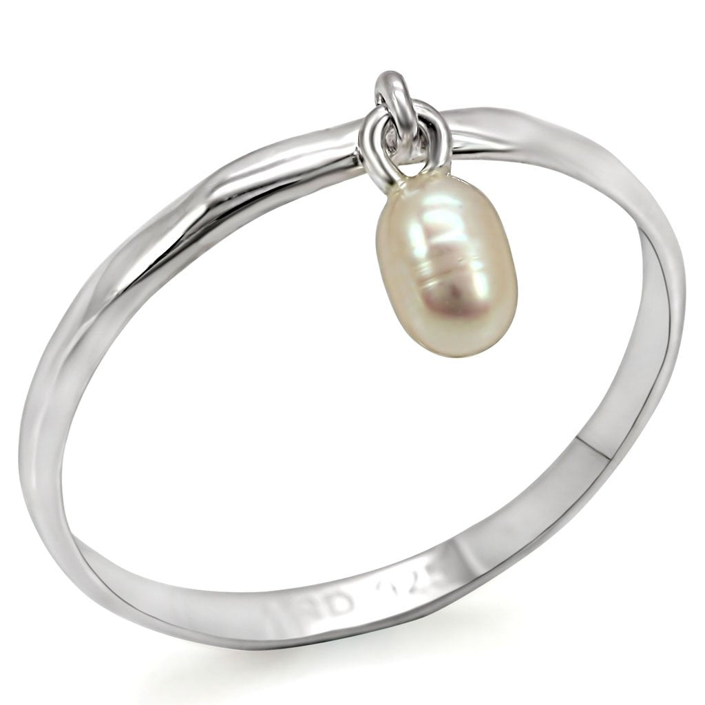 JCES317 Silver 925 Sterling Silver Ring with Semi-Precious Pearl in White