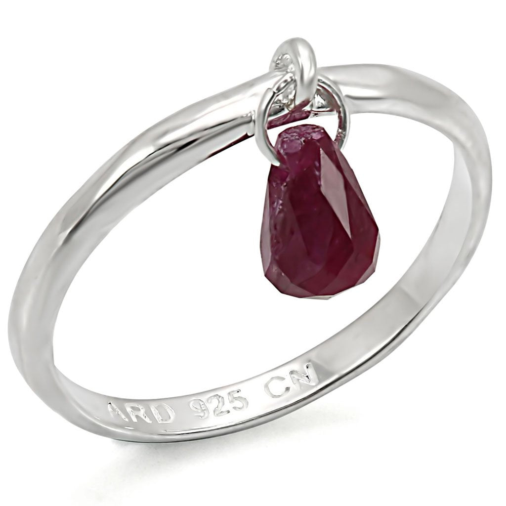 JCES324 Silver 925 Sterling Silver Ring with Genuine Stone  in Ruby