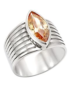 JCES373 Rhodium 925 Sterling Silver Ring with AAA Grade CZ  in Champagne