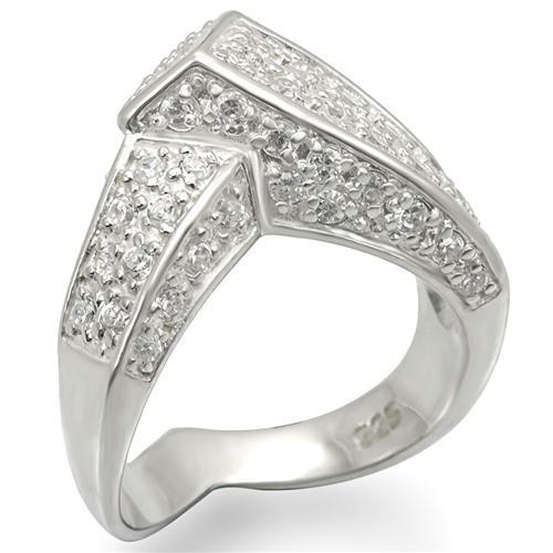 JCES453 Silver 925 Sterling Silver Ring with AAA Grade CZ  in Clear