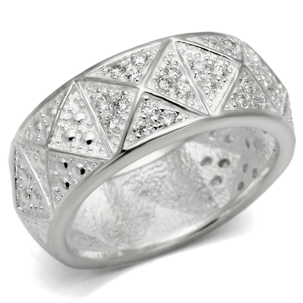JCES559 Silver 925 Sterling Silver Ring with AAA Grade CZ  in Clear