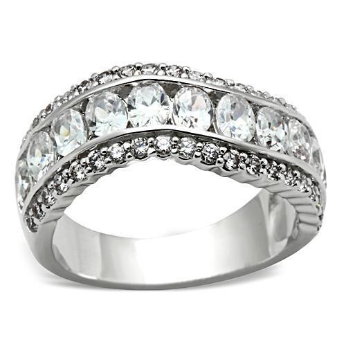 JCE029 Silver 925 Sterling Silver Ring with AAA Grade CZ  in Clear