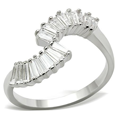 JCE047 Silver 925 Sterling Silver Ring with AAA Grade CZ  in Clear