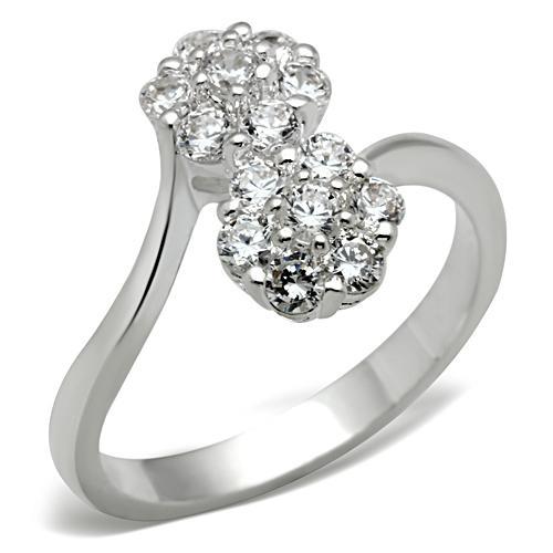 JCE052 Silver 925 Sterling Silver Ring with AAA Grade CZ  in Clear
