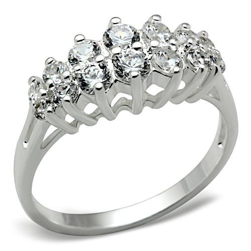JCE056 Silver 925 Sterling Silver Ring with AAA Grade CZ  in Clear