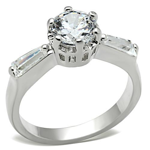 JCE060 Silver 925 Sterling Silver Ring with AAA Grade CZ  in Clear