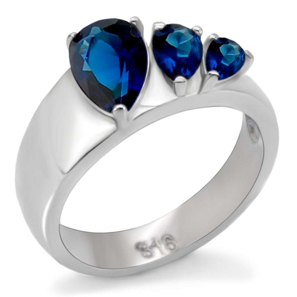 JCE0F511 High polished (no plating) Stainless Steel Ring with Synthetic Synthetic Glass in Montana