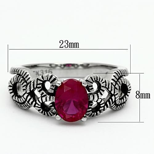 JCE1112 High polished (no plating) Stainless Steel Ring with AAA Grade CZ  in Ruby