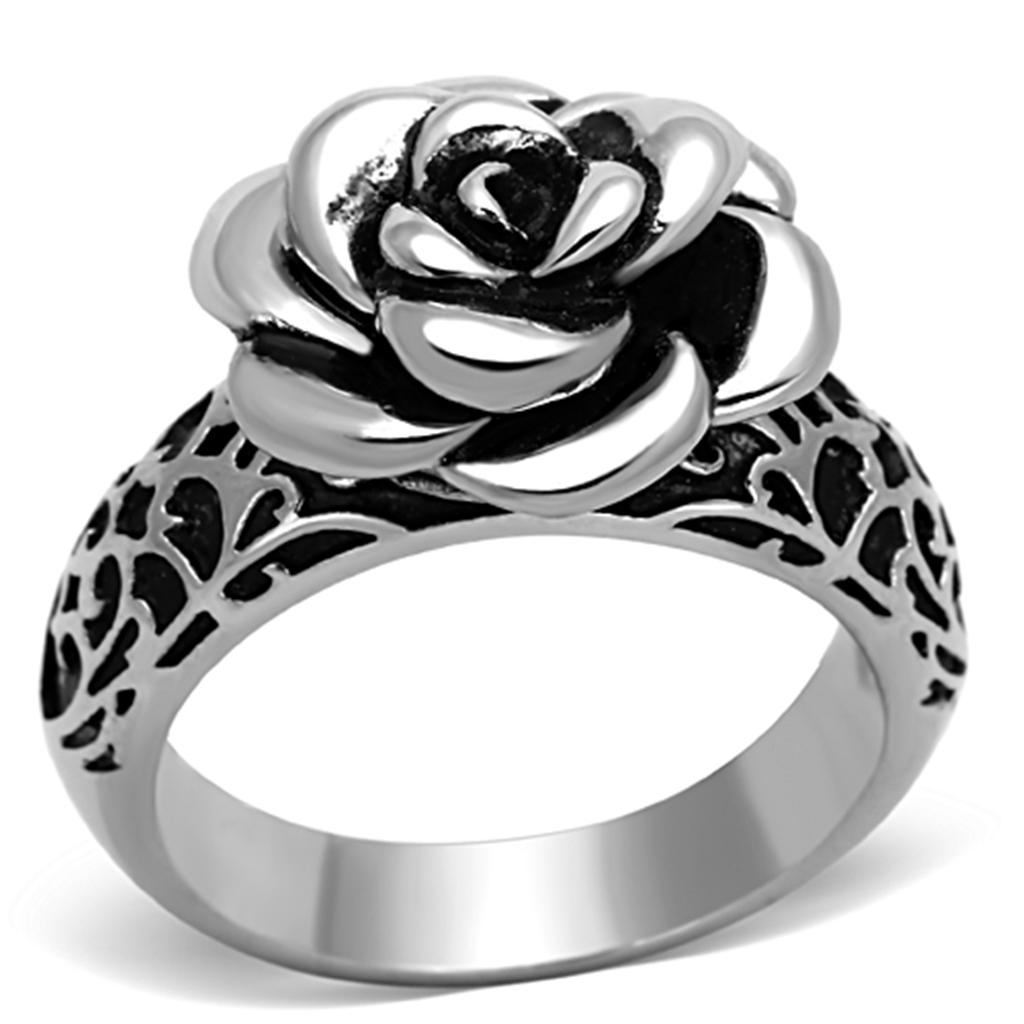 JCE1217 High polished (no plating) Stainless Steel Ring with Epoxy  in Jet
