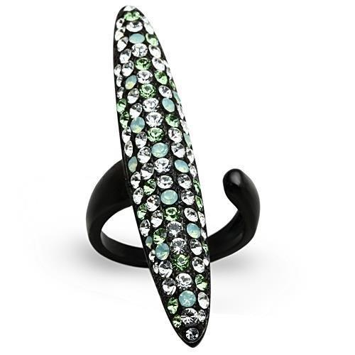 JCE1365 IP Black(Ion Plating) Stainless Steel Ring with Top Grade Crystal  in Multi Color