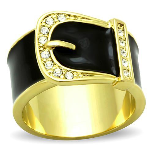 JCE1396 IP Gold(Ion Plating) Stainless Steel Ring with Top Grade Crystal  in Clear