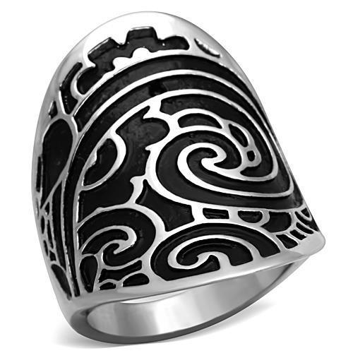 JCE1448 High polished (no plating) Stainless Steel Ring with Epoxy  in Jet