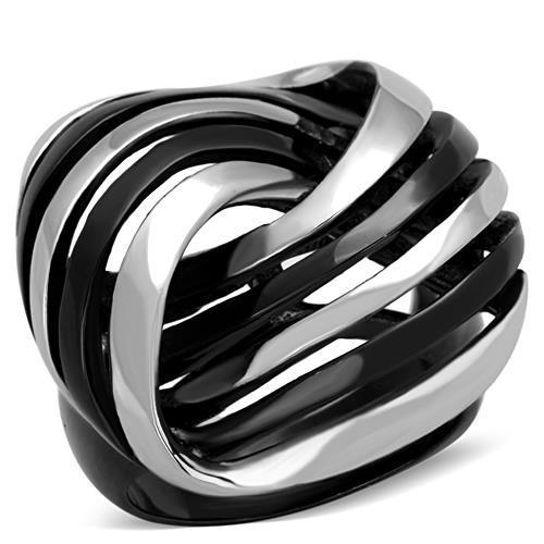 JCE1660 Two-Tone IP Black Stainless Steel Ring with No Stone