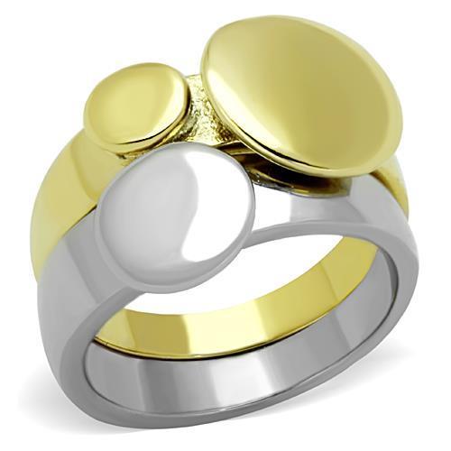 JCE1706 Two-Tone IP Gold (Ion Plating) Stainless Steel Ring with No Stone