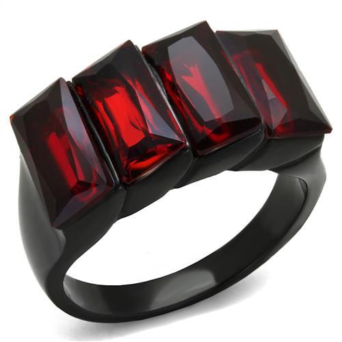 JCE1854 IP Black(Ion Plating) Stainless Steel Ring with Synthetic Synthetic Glass in Siam