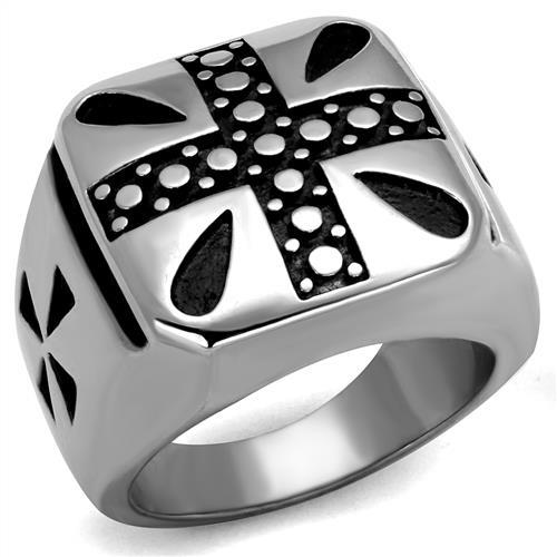 JCE2331 High polished (no plating) Stainless Steel Ring with Epoxy  in Jet