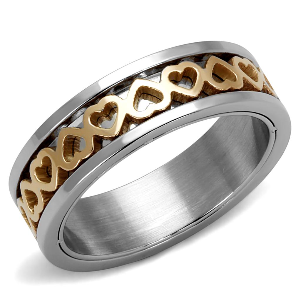 JCE2398 Two-Tone IP Rose Gold Stainless Steel Ring with No Stone