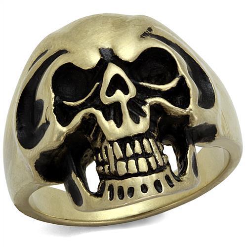 JCE2472 IP Antique Copper Stainless Steel Ring with Epoxy  in Jet
