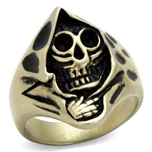 JCE2474 IP Antique Copper Stainless Steel Ring with Epoxy  in Jet