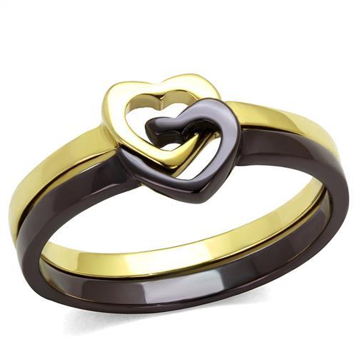 JCE2548 IP Gold & IP Dark Brown (IP coffee) Stainless Steel Ring with No Stone
