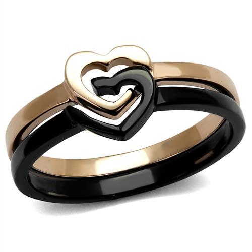 JCE2650 IP Rose Gold+ IP Black (Ion Plating) Stainless Steel Ring with No Stone