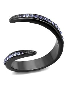 JCE2732 IP Light Black  (IP Gun) Stainless Steel Ring with Top Grade Crystal  in Tanzanite