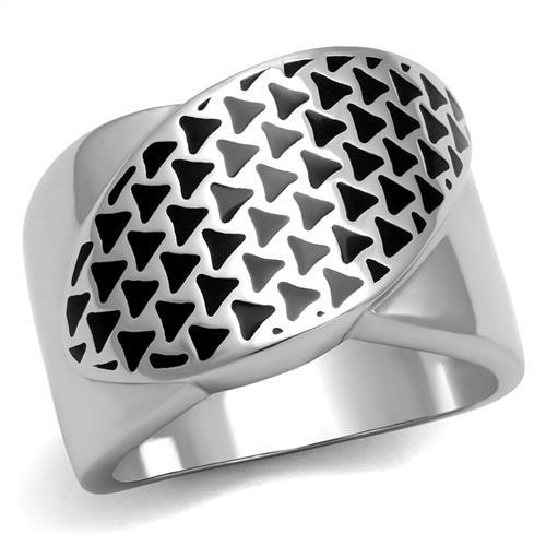 JCE3010 High polished (no plating) Stainless Steel Ring with Epoxy  in Jet
