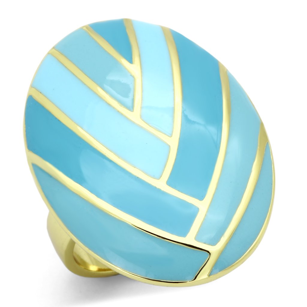 JCE874 IP Gold(Ion Plating) Stainless Steel Ring with Epoxy  in Multi Color